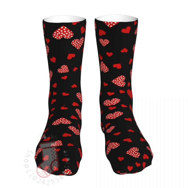 

Valentines Red Hearts Socks Men's Women's Funny Happy Socks Hip Hop All Year Long Socks Gift