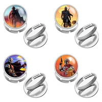 disney star wars baby yoda stainless steel photo glass cabochon ring adjustable gift j2100