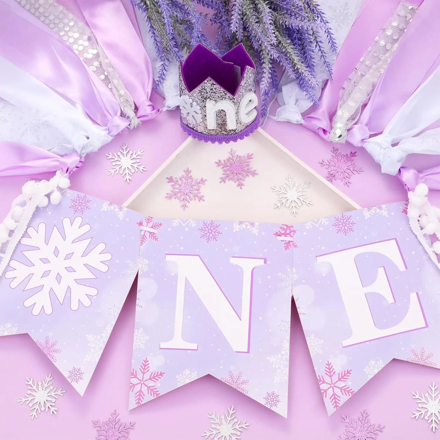 Зимний Onederland набор для украшения первого дня рождения баннер-хайкер торта зимняя