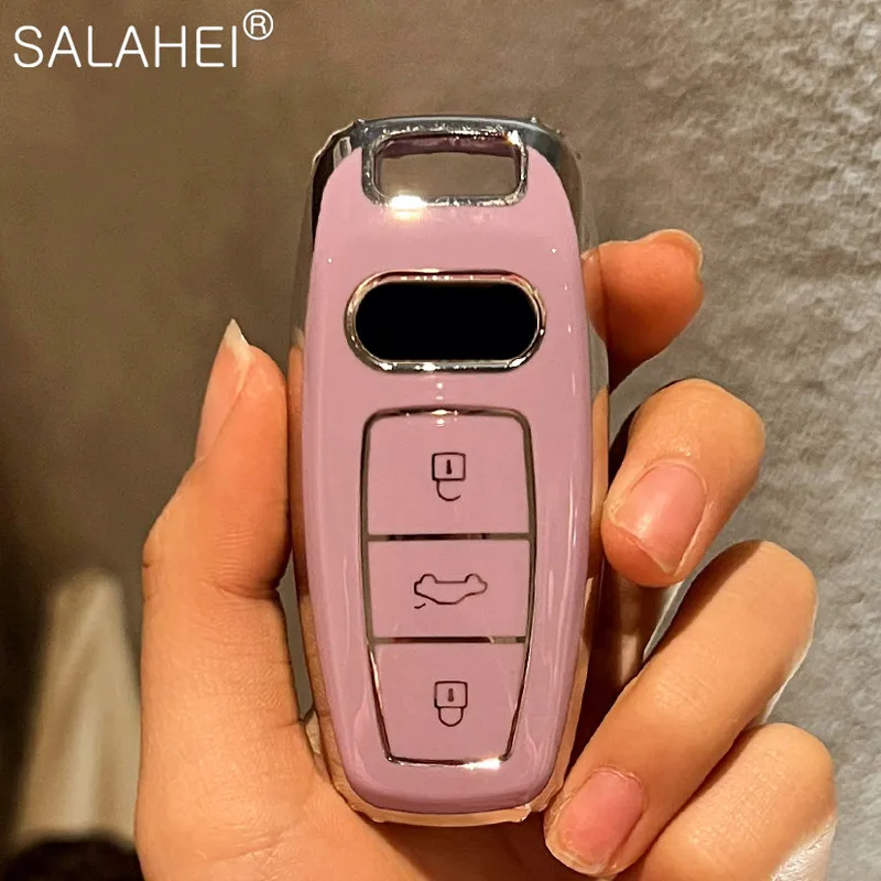 

Soft TPU Car Smart Key Case Cover Keychain Protection Shell Holder For Audi A6 A7 A8 E-tron Q5 Q8 C8 D5 Auto Styling Accessories
