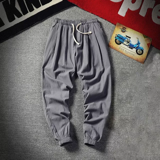 

Новинка 2022, Мужские дышащие льняные брюки, мужские однотонные хлопковые льняные брюки, брюки для фитнеса