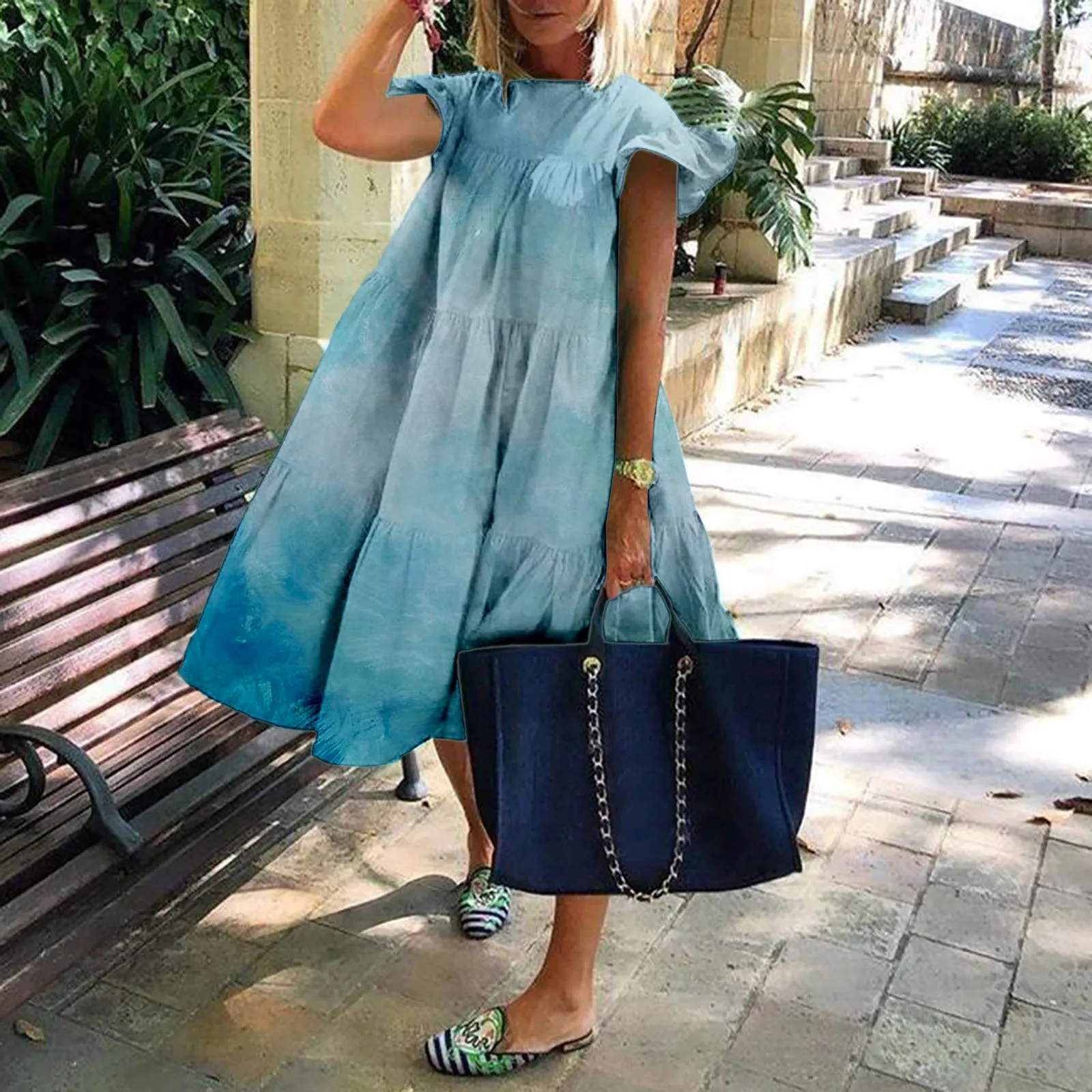 

Женское весеннее и летнее Повседневное платье для отпуска, милое Плиссированное Платье с принтом в виде галстука-бабочки, Повседневное платье с v-образным вырезом