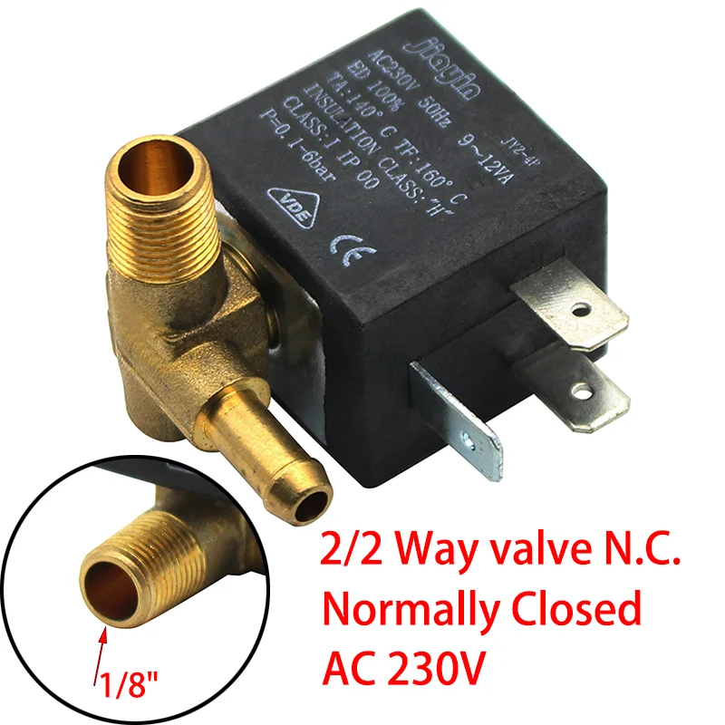 

JYZ-4P Normally Closed Cannula 3mm N/C 2/2 Way AC 230V G1/8' Brass Steam Air Generator Water Solenoid Valve Coffee Makers