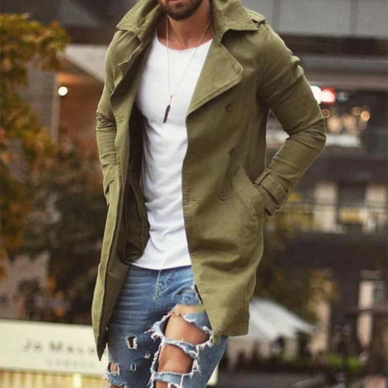 

Vintage Solid Color Turn-down Collar Buttoned Jackets Men 2023 Spring Streetwear Fashion Loose Long Sleeve Coats For Mens Coats