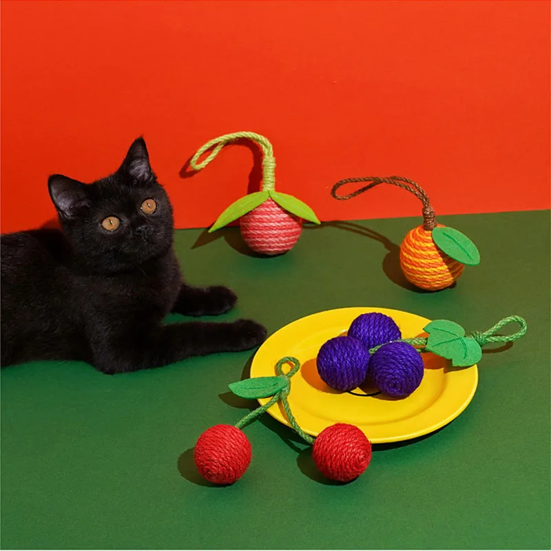 

Toy Ball Sisal Fruit Cat Toys Cats Get High And Relieve Boredom Teasing Stick Bite Resistant Pet Cat Supplies