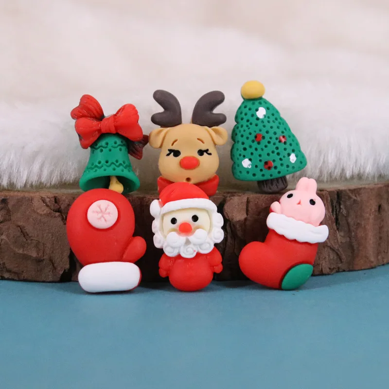 

20 -100Pcs Cartoon Christmas old man tree bell resin accessories diy cream gel phone case material DIY craft toy bag accessories