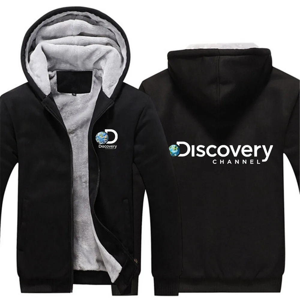 

Зимняя флисовая термокуртка Discovery Channel, мужская повседневная Толстая теплая ветровка, куртка с бархатной подкладкой и капюшоном, хлопковая ...