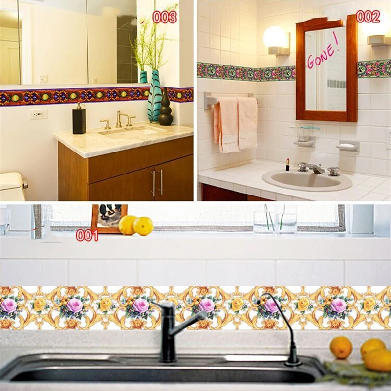 10m Wall Decoration Skirting Line Bathroom Home Decals for Furniture PVC Waterproof Tile Plane Sticker |