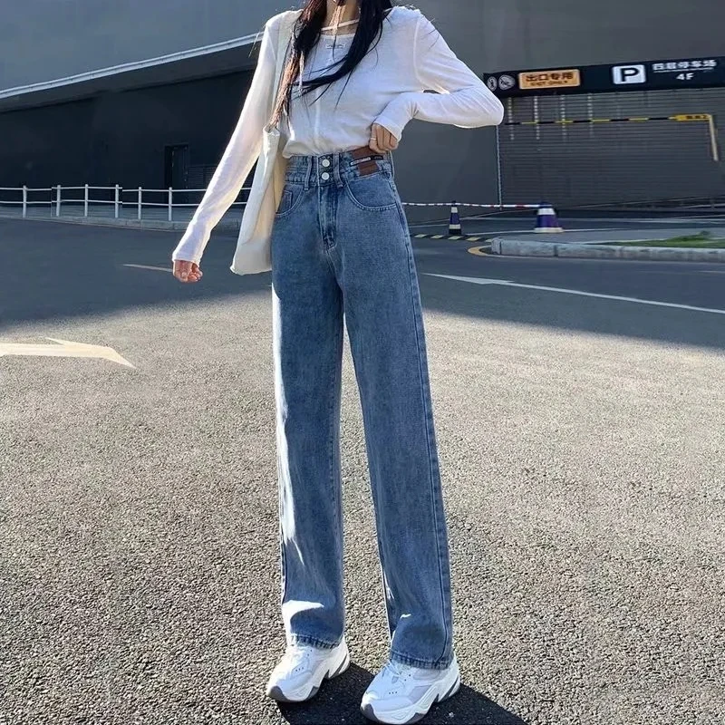 Jeans Women Spring Autumn 2023 New Trousers Korean Loose Versatile Casual Pants Female Droopy High Waist Wide Leg Pants