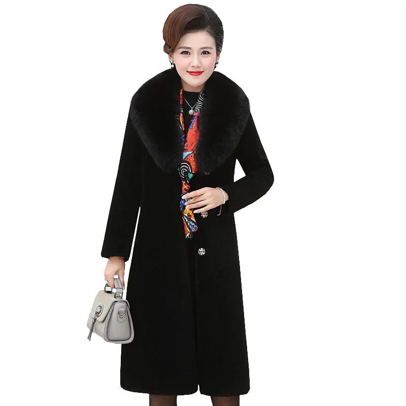 High-quality Imitation Mink Fleece Coats 2023 New Women Winter Thick Warm Clothing Ladies Plus Size Loose Mother Fur Coat OK1313