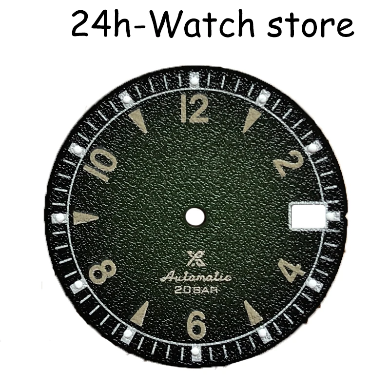 24 hours-Watch black dial with s logo and GS logo blue lume fit nh35 movement and skx007/skx009 4r36 dial for nh36 enlarge