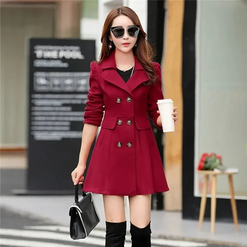 

Woolen Coat Women 2022 New Fall Winter Fashion Casual Tops Loose Jacket Female Double breasted Woolen Overcoat Female