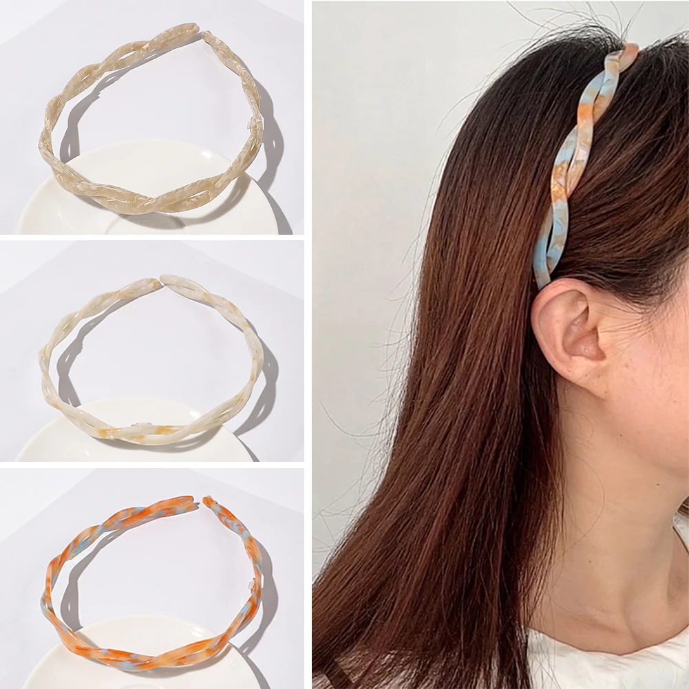 

Korea Dongdaemun Retro Geometric Chain Headband INS Wind Color Transparent Resin Headband Cold Wind Temperament New Headhoop