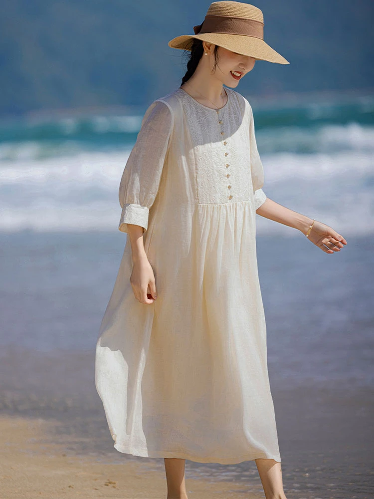 Высококачественное женское платье с вышивкой Рами весна-лето 2024 Новое