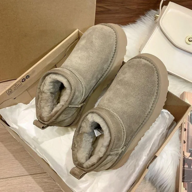 Women's Boots Winter Fur Warm Snow Boots 2023 New Casual Shoes Suede Short Plush Ankle Boots Flat Shoes Botas Mujer Women Boots