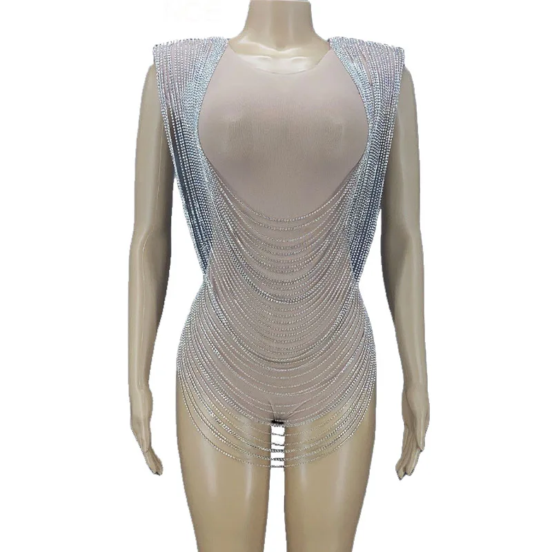 

Стразы женские сексуальные блестящие сетчатые прозрачные боди на день рождения