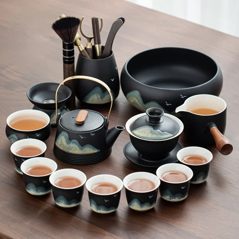 

Modern Traditional Tea Set Ceremony Portable Chinese Kung Fu Travel Tea Set Yerba Mate Infuser Portable Juego De Te Mug Teapot