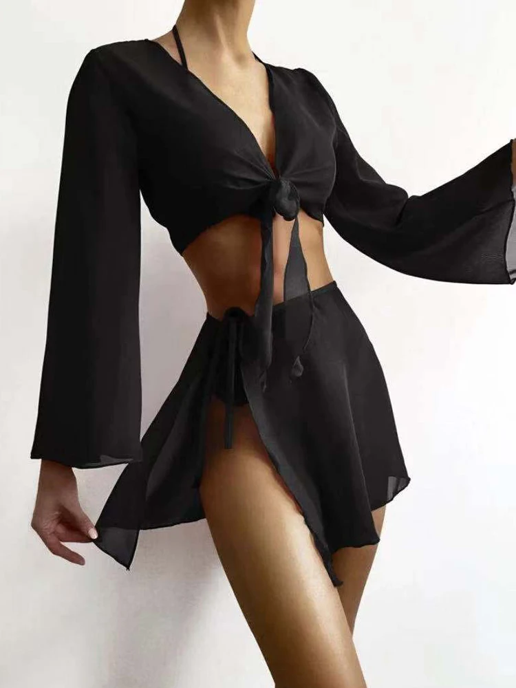 

Новинка 2022, женский купальник из 4 предметов, купальник с высокой талией, Женский комплект бикини, винтажные бразильские бикини в стиле ретр...