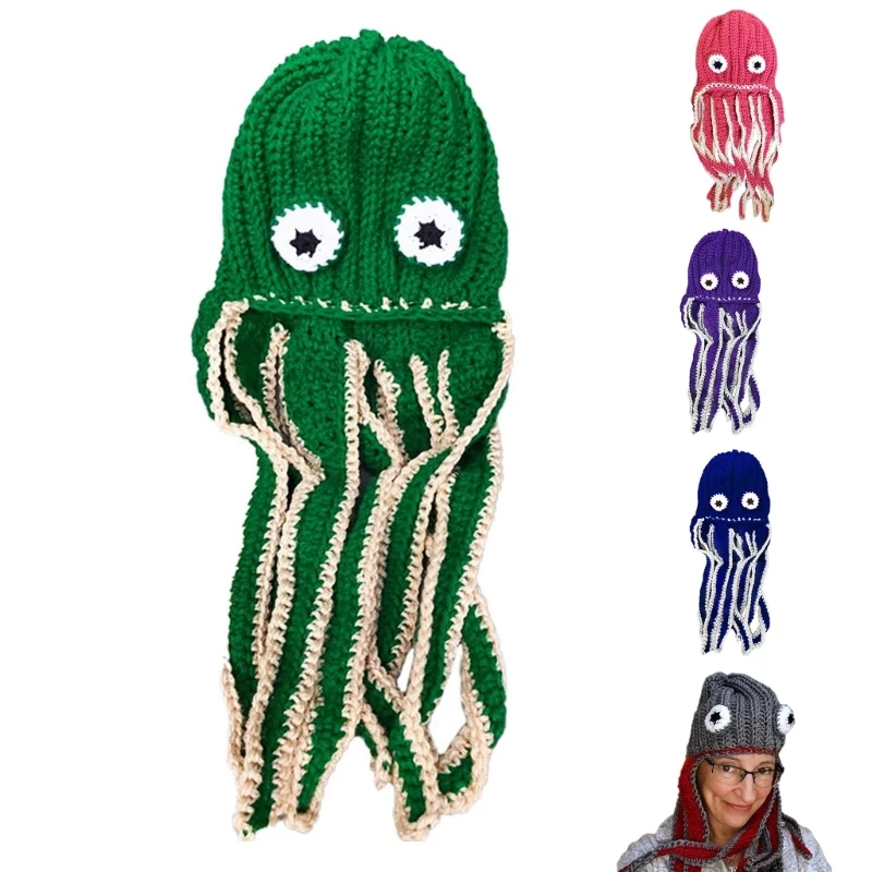 

Knitted Hat Lovely Octopus Hat Pill-Resistant Winter Headgear Beanie Caps Adult Mountain Climbing Hats Party Costume Hat