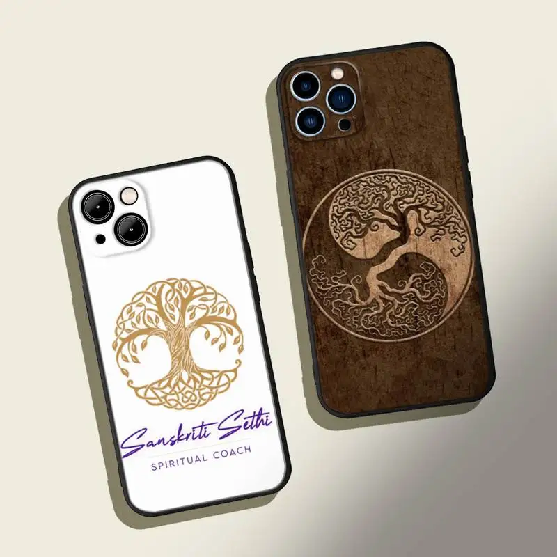 

Rough Wood Grain Effect Tree of Life Yin Yang Phone Case For iphone13 12 Pro 11 14 Pro Max X XR Mini XS MAX 7 8 phone Covers