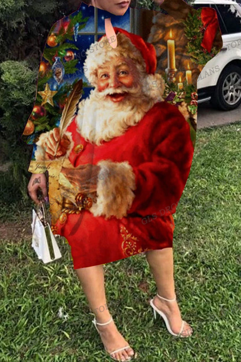 

Merry Christmas Dress Long Sleeve Party Evening Dresses Women Fashion Santa Claus Dress Luxury Maxi Vestidos Christmas Carnival