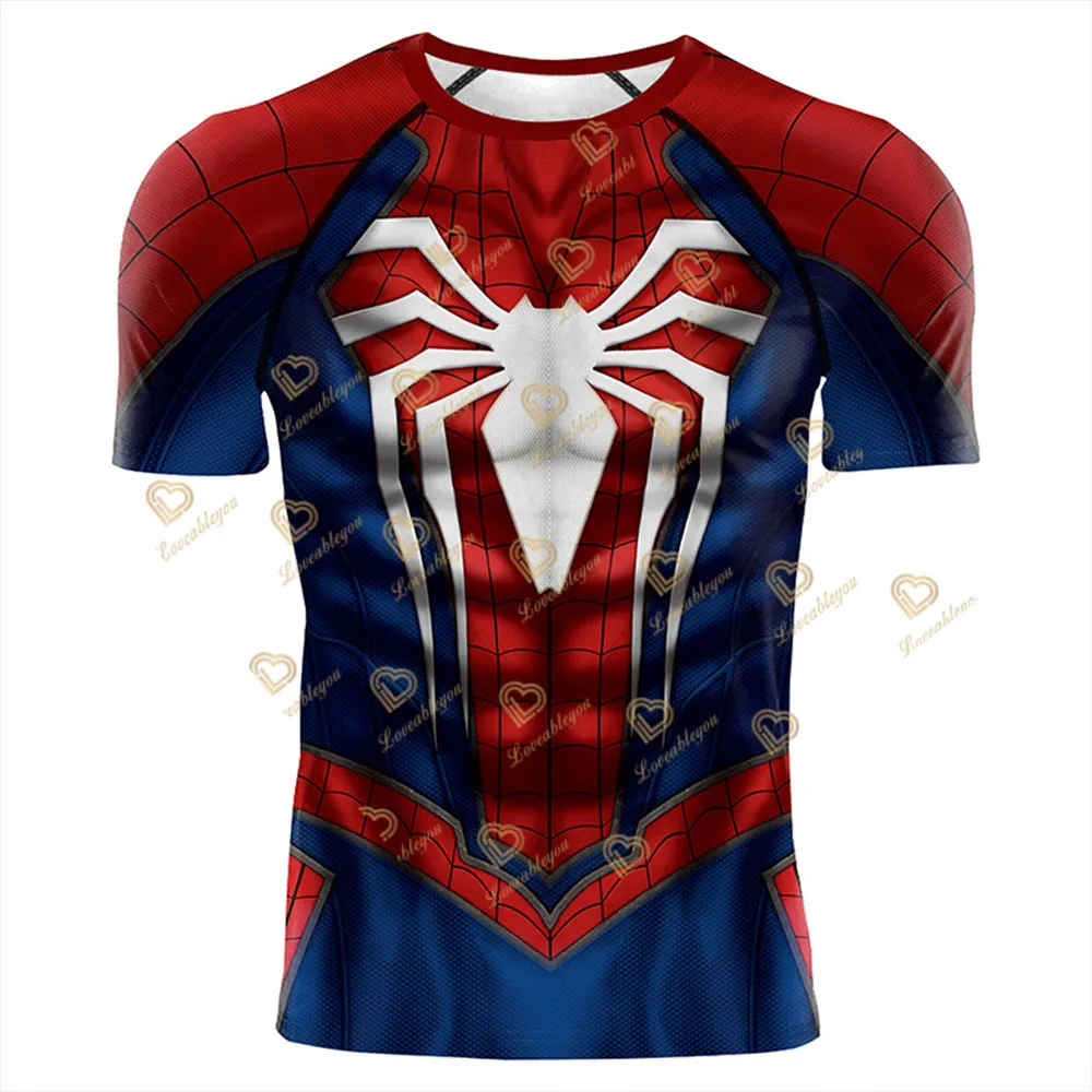 Summer 2022 Avengers Spidermαn Running T Shirts Unisex Gym Sport Shirt Tops Tees Printed T-Shirts Cool Compression T-Shirts