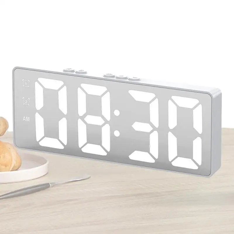 Durable Led And Mirror Clocks Large Display Battery Operated Led Alarm Clocks For Bedroom Office Travel