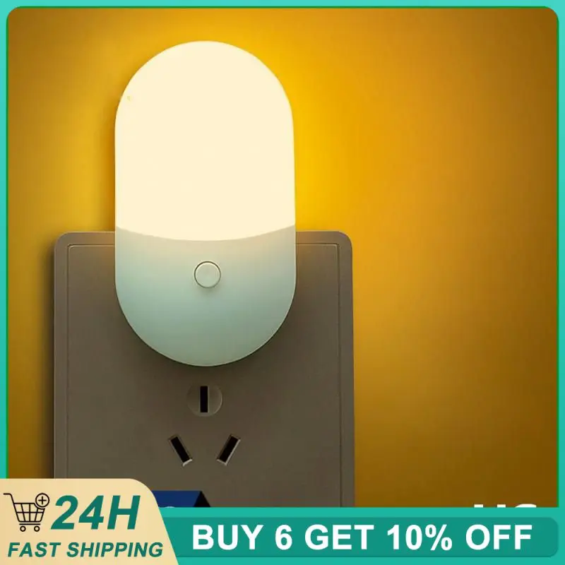 

2pcs EU US plug Night Light With Switch LED Feeding Socket Bedroom Bedside Portable Lamp Reading Book Lighting
