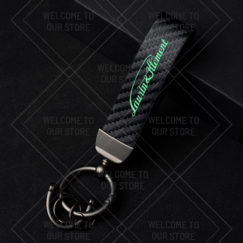Фото Высококачественный брелок для автомобиля с логотипом Laurin & Klement Skoda L&K Enyaq Octavia Kodiaq Citigo Superb Fabia из углеродного волокна №2