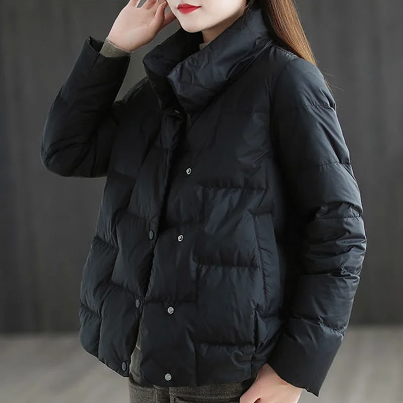 2023 New Stand-Collar Cotton Jacket Women Parkas Winter Loose All-Match Thick Warm Parka Padded Short Snow Coat Female Outerwear