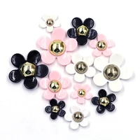 20pcs cameo cabochon flower acrylic arc back black white pink mixed size for jewelry diy making handmade finding 18 36mm