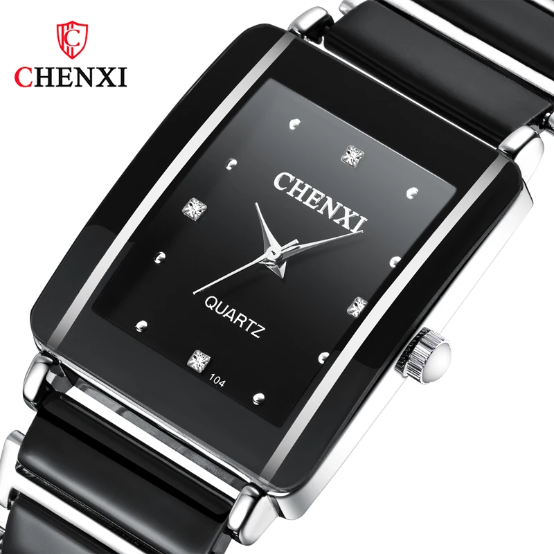 CHENXI Men Women Watches Square Ceramic Strap Fashion Casual Lover Watches Waterproof Quartz Wristwatch Couple Watch Gift 2022