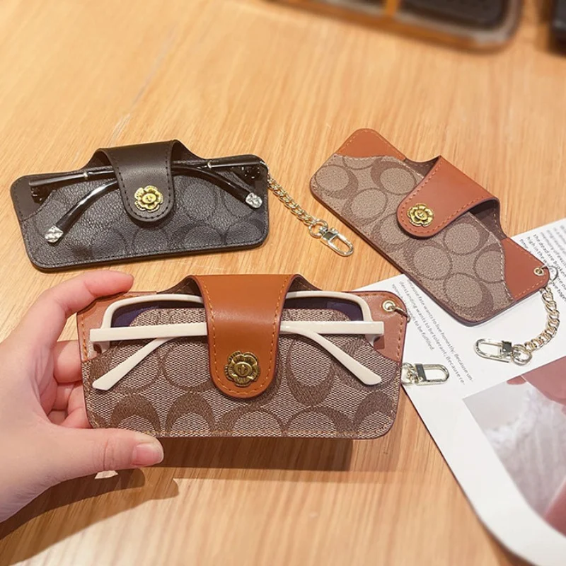 

Retro Camellia PU Leather Snap Glasses Case Container Cover Glasses Case High Quality Sunglasses Eye Box Storage New Portable