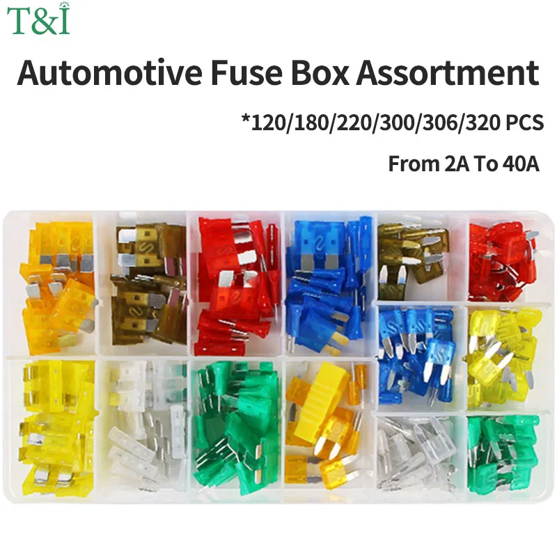 

Complete Automotive Blade Fuse Set - Micro-Sized for Easy Installation - Assorted Sizes From 2A To 40A for Cars and Vehicles