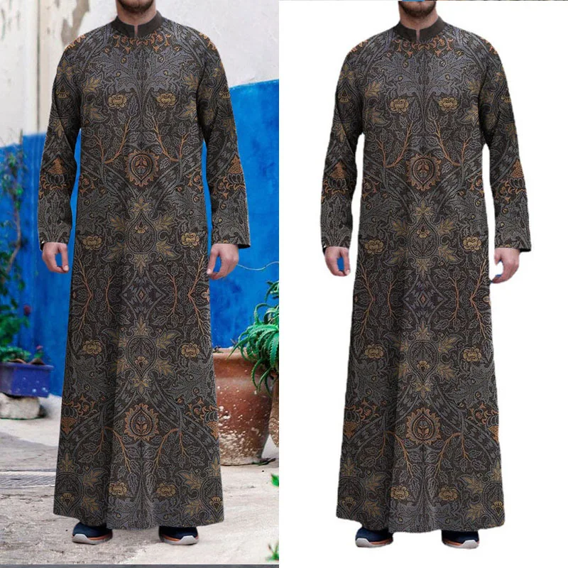 Eid Ramadan Men Abaya Dubai Turkey Indianislamic Clothing 2021 New Muslim Fashion Long Sleeve Robe Casual Loose Soft Dress