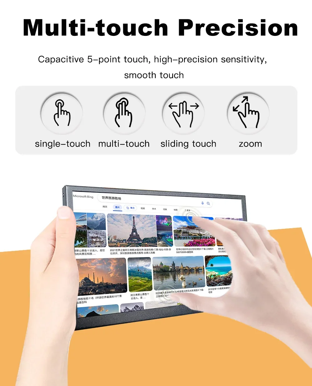 Мини USB C монитор LESOWN с широким ЖК-сенсорным экраном 7 дюймов IPS 1024x600 HDMI динамиками