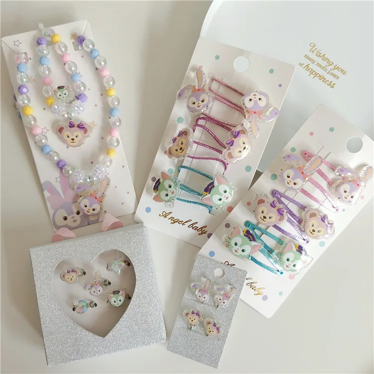 Disney cartoon princess children necklace bracelet ring set baby girl doll accessories hair rope frozen elsa anna toys | Игрушки и хобби