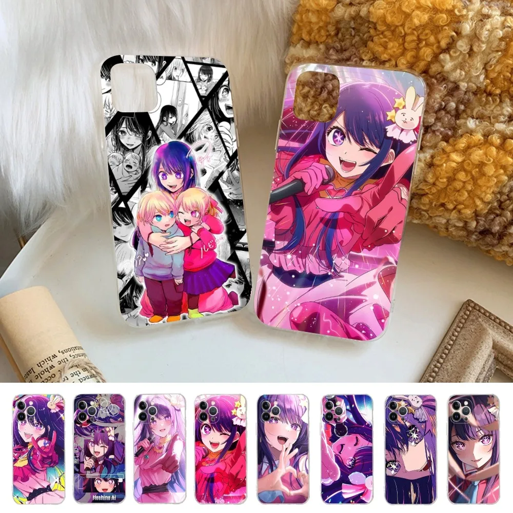 Oshi No Ko Anime Phone Case For iPhone 13 14 Pro Max XS XR 12 11 Pro 13 Mini 6 7 8 Plus Clear Back Cover Capa