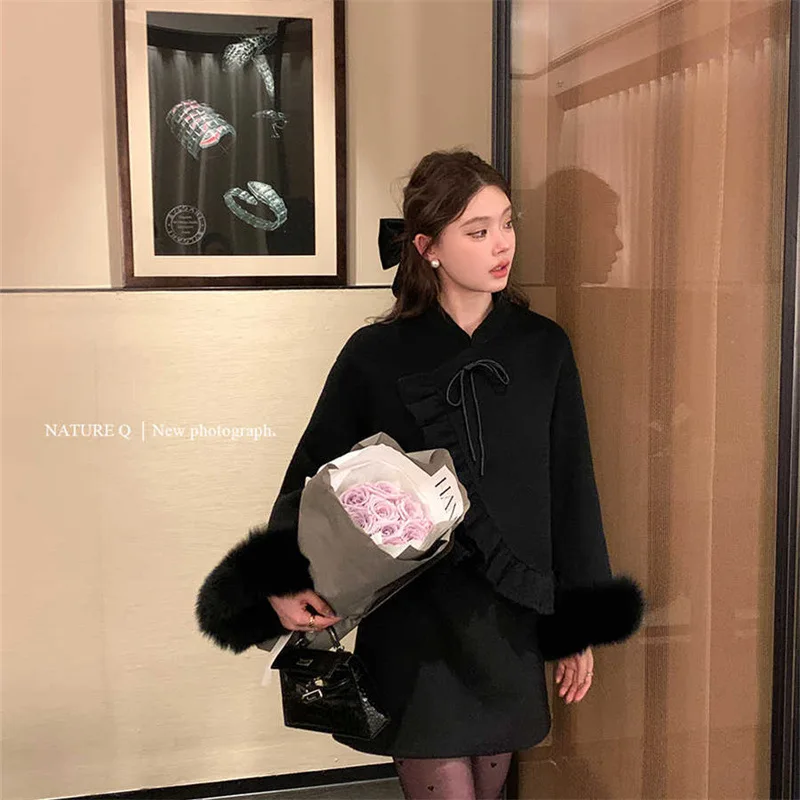 2024 осенне-зимнее новое шерстяное меховое лисье золотое двустороннее кашемировое