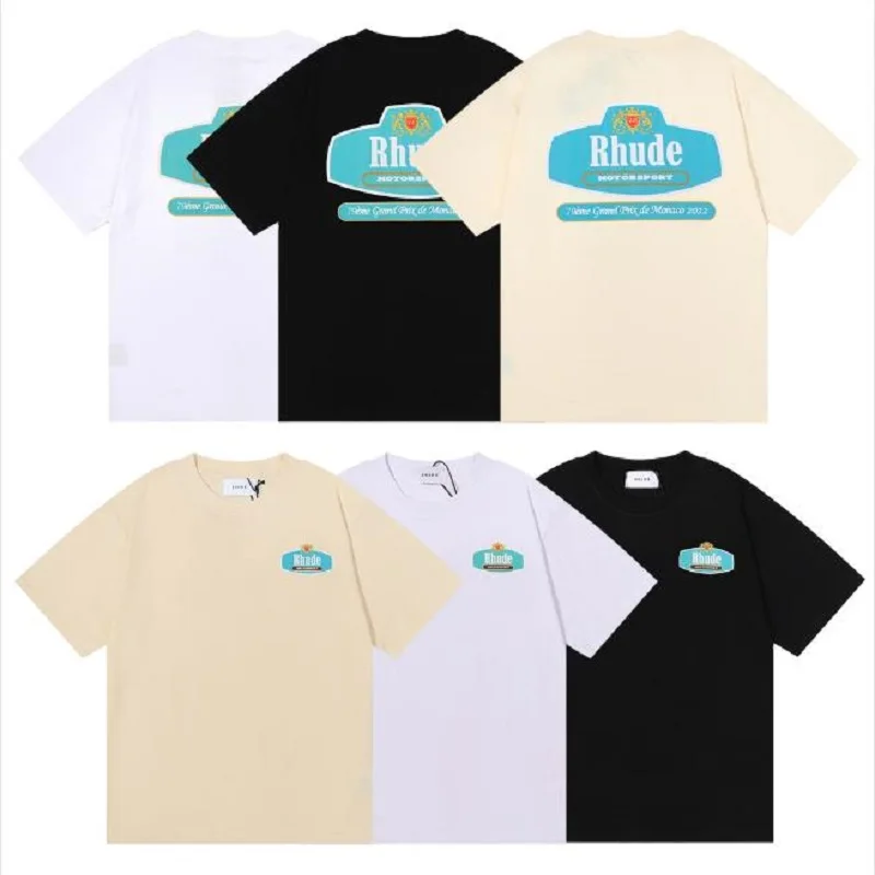 

1:1 High Quantity Rhude Tshirts Blue Alphabet Print Short Sleeves High Street Fashion Rhude T Shirts