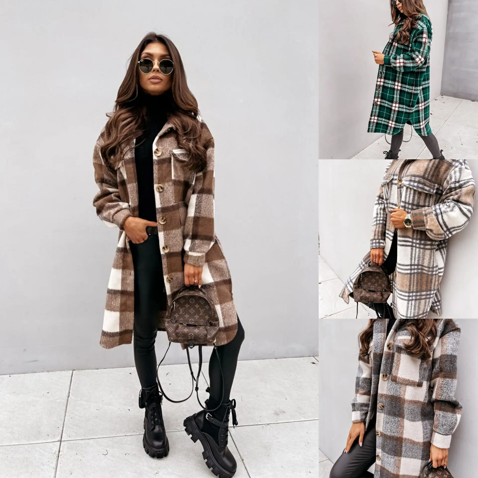 

Mid-long Long Sleeve Plaid Print Shirt Jacket In Autumn and Winter Womens Tops Camisas De Mujer Women Shirt Blouse Women