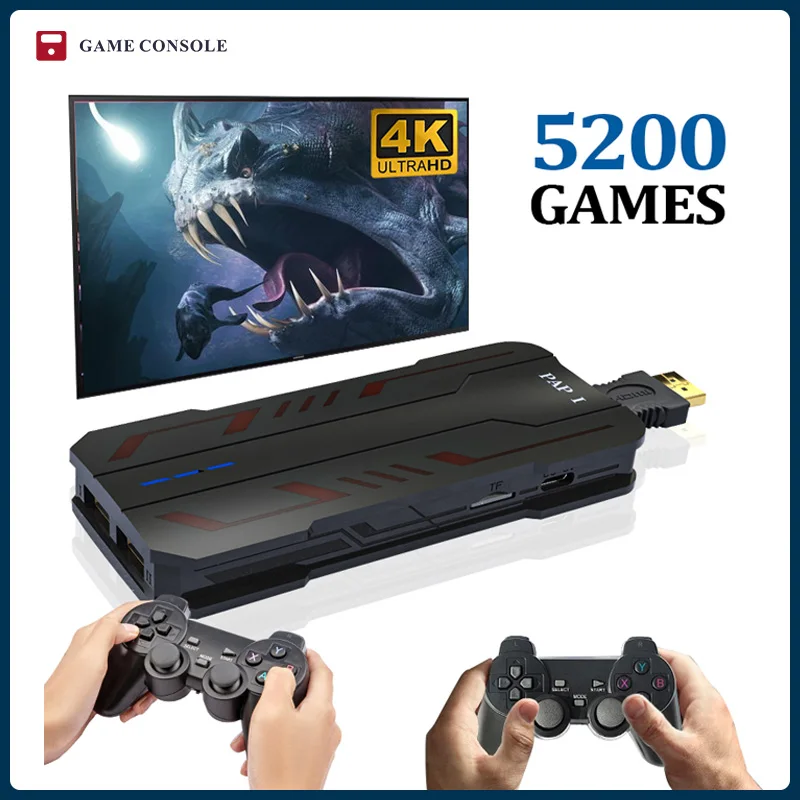 

PAP1 Mini/TV Video Game Consoles Stick HD Output For PS1/GBA/GB/FC/MD Emulator 2.4G Wireless Controller Built-in 5200+Games