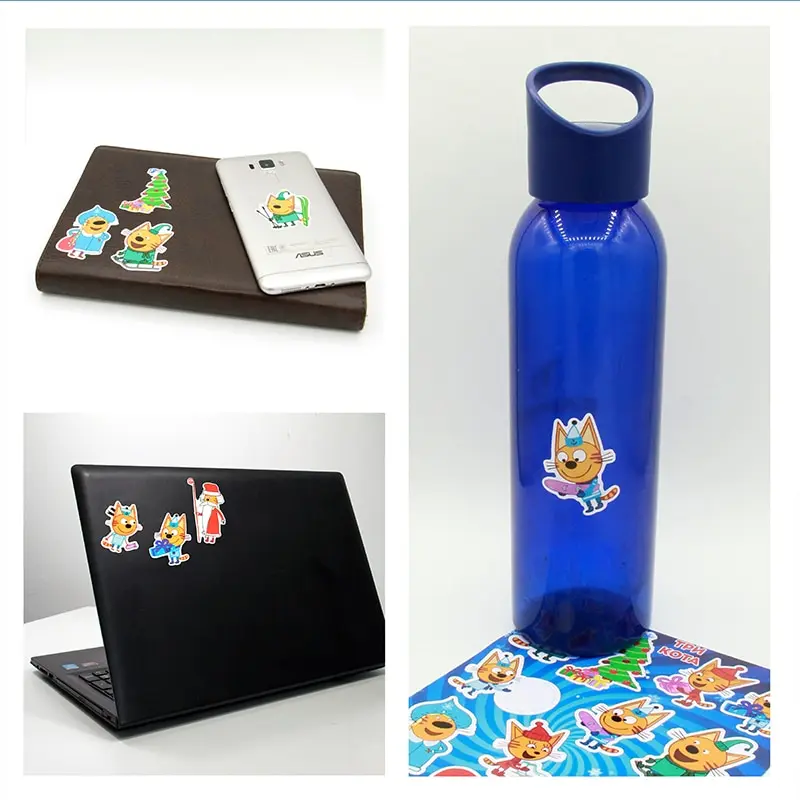 Наклейки Geekroom 3 Три кота для детей стикеры виниловые клейкие самоклеющиеся