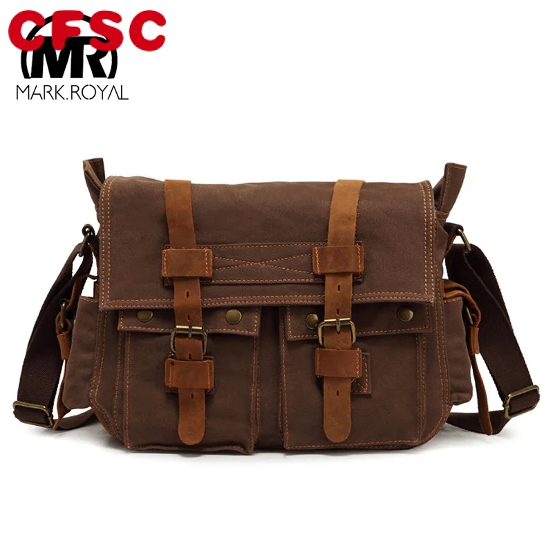 

MARKROYAL холщовая кожаная мужская большая сумка через плечо, мужская сумка-мессенджер, брендовая сумка через плечо, вместительная сумка, Пряма...