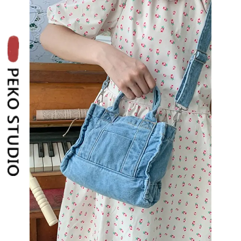 

Daily New Fashion Women Soft Denim Girl Shoulder Bag Female Casual Tote Bag Large Capacity Handbag Versatile Messenger Bag