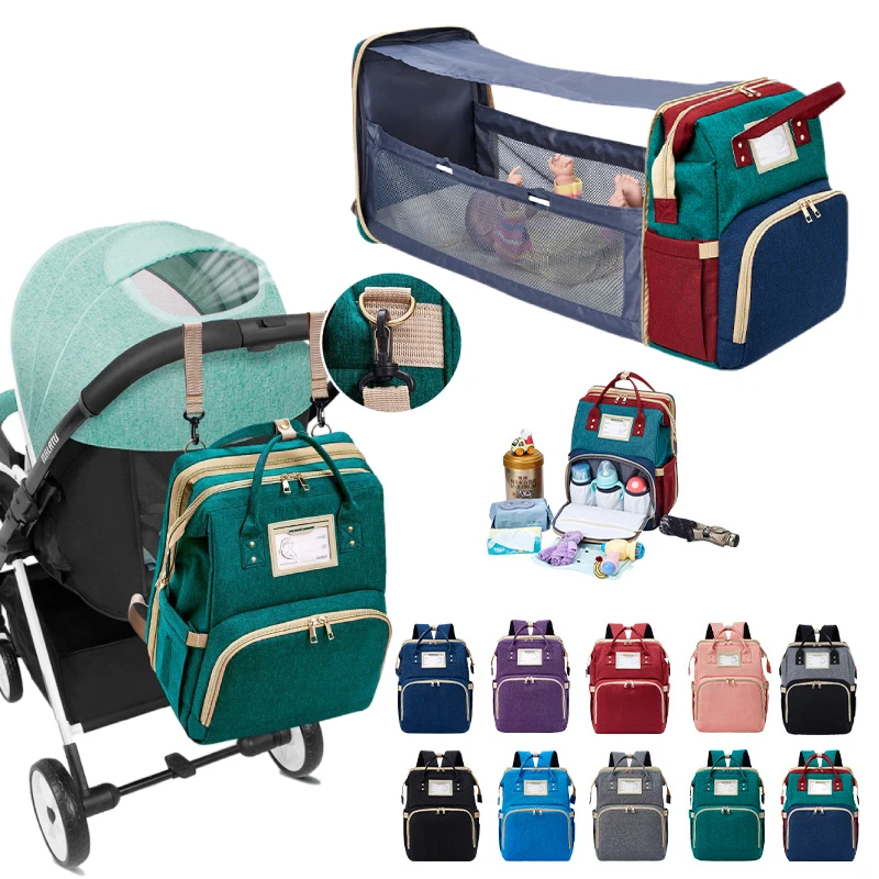 Baby Diaper Bag Backpack for Mom Multifunction Waterproof Travel Back Bags Nappy Bags with Changing Bed Mat Pad Stroller Straps