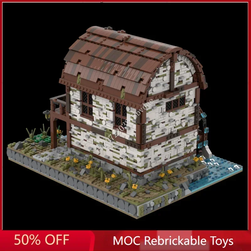 3268 шт. средневековые Watermill Moc строительные блоки модель с видом на улицу