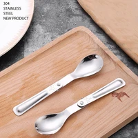 304 stainless steel camping picnic spoon outdoors traveling skeker portable tableware folding spoon