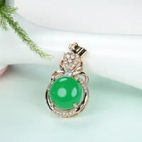 natural green chalcedony hand carved water drop pendant fashion jewelry men and women green agate 925 silver inlaid necklace