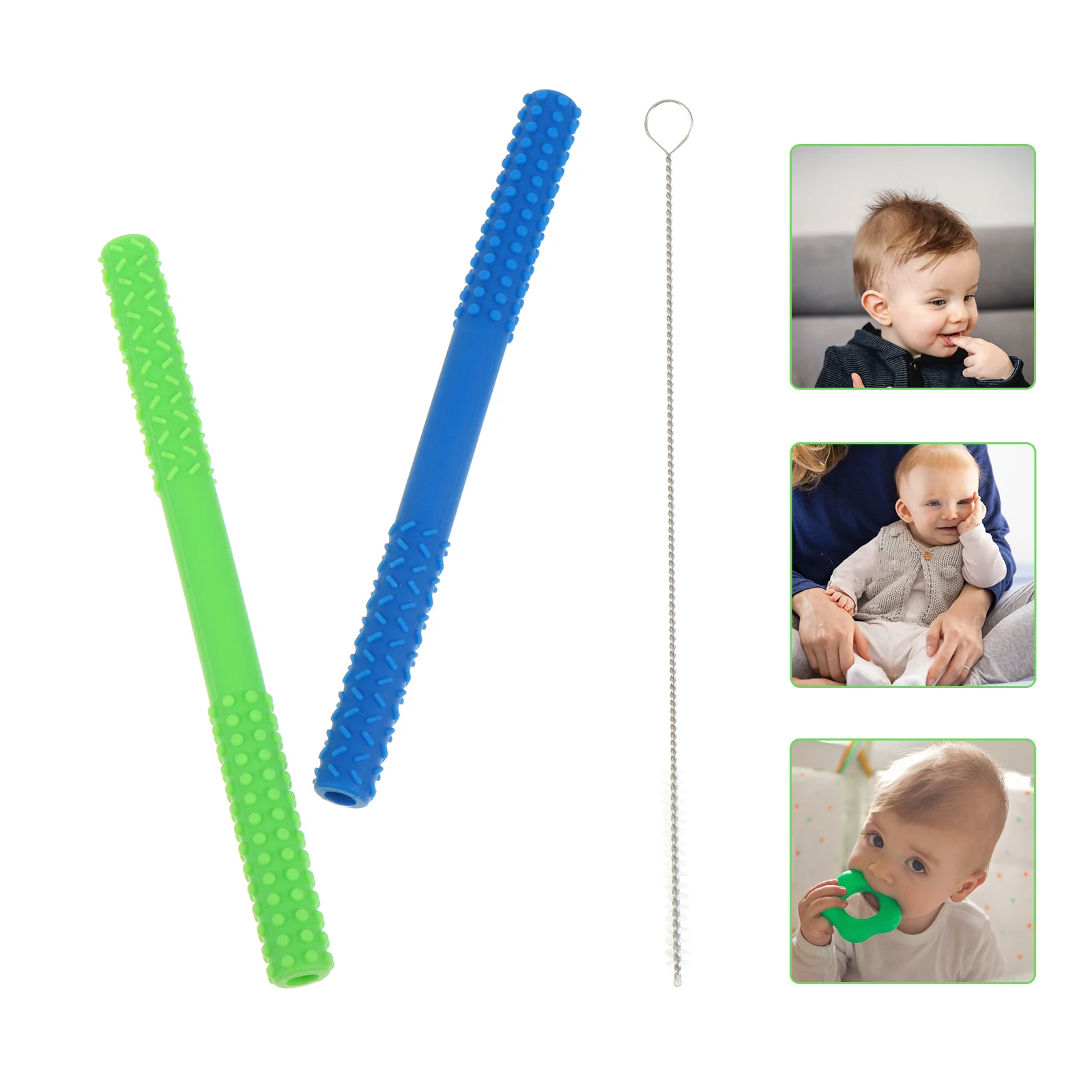 

3pcs Silicone Adorable Durable Molar Toy Teething Tubes Teether Training Toy for Baby Infant